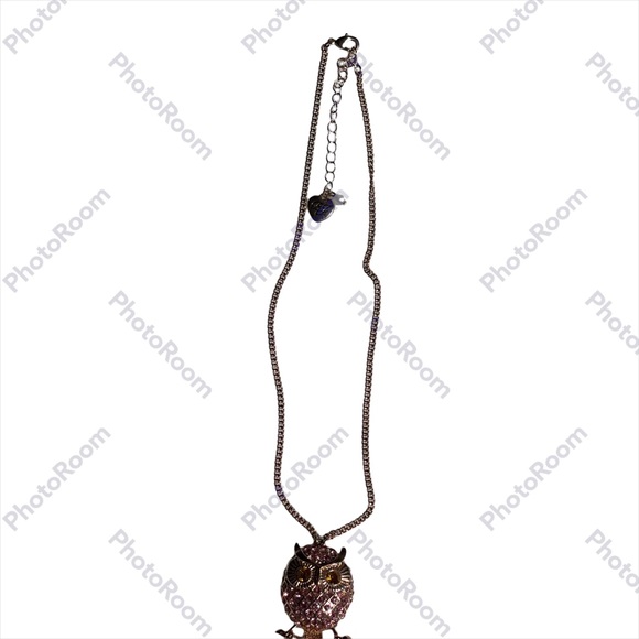 Betsey Johnson owl pendant filled with rhinestones on beautiful chain - Picture 10 of 11